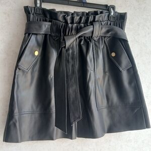 Marc New York Black Faux Leather A-Line Skirt